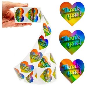 150 holographic thank you stickers